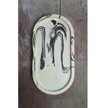 Bandeja Ovalada Marmolado Blanco y Negro mod. I