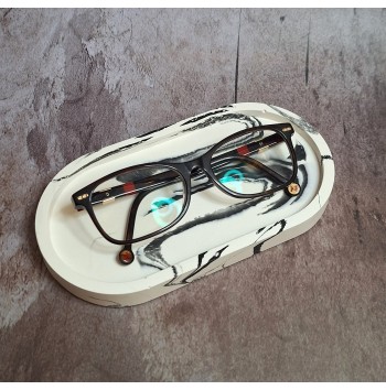 Bandeja Ovalada Marmolado Blanco y Negro mod. I