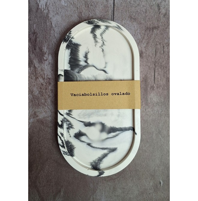 Bandeja ovalada Marmolado Blanco y Negro mod. II