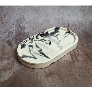 Bandeja ovalada Marmolado Blanco y Negro mod. II