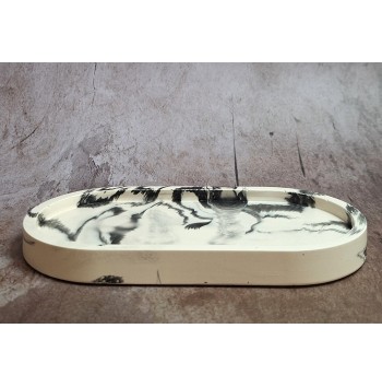 Bandeja ovalada Marmolado Blanco y Negro mod. II