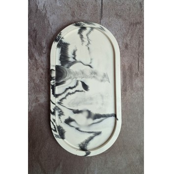 Bandeja ovalada Marmolado Blanco y Negro mod. II