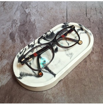 Bandeja ovalada Marmolado Blanco y Negro mod. II