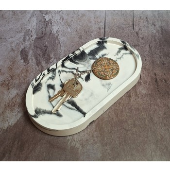 Bandeja ovalada Marmolado Blanco y Negro mod. II