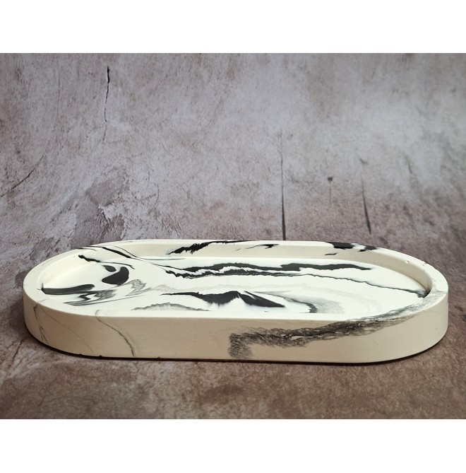 Bandeja Redonda Marmolado Blanco y Negro mod. III