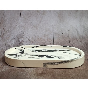 Bandeja Redonda Marmolado Blanco y Negro mod. III