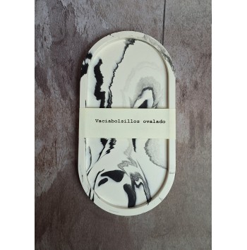 Bandeja Redonda Marmolado Blanco y Negro mod. III