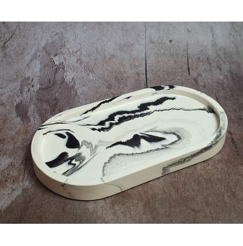 Bandeja Redonda Marmolado Blanco y Negro mod. III