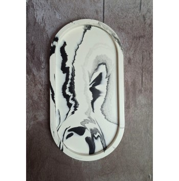 Bandeja Redonda Marmolado Blanco y Negro mod. III