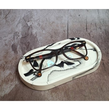 Bandeja Redonda Marmolado Blanco y Negro mod. III