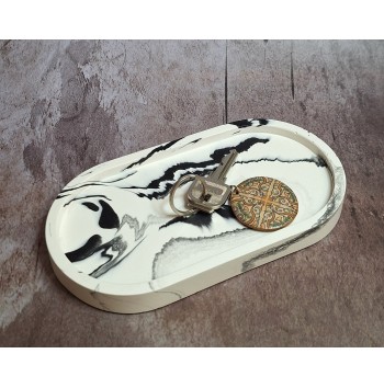 Bandeja Redonda Marmolado Blanco y Negro mod. III