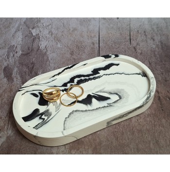 Bandeja Redonda Marmolado Blanco y Negro mod. III