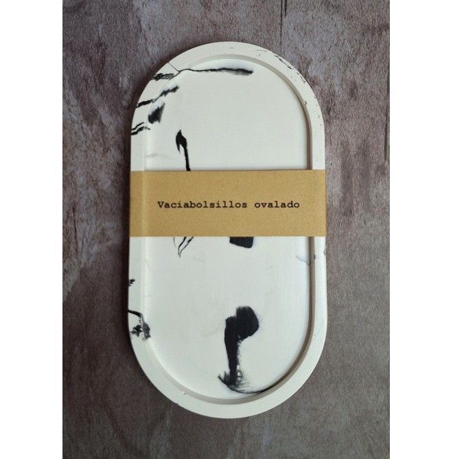 Bandeja Redonda Marmolado Blanco y Negro mod. IV