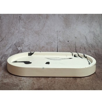 Bandeja Redonda Marmolado Blanco y Negro mod. IV