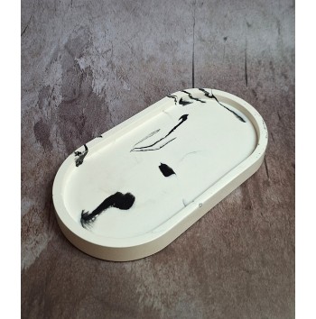 Bandeja Redonda Marmolado Blanco y Negro mod. IV