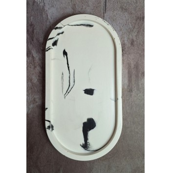 Bandeja Redonda Marmolado Blanco y Negro mod. IV