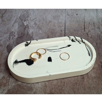 Bandeja Redonda Marmolado Blanco y Negro mod. IV