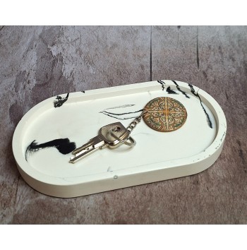 Bandeja Redonda Marmolado Blanco y Negro mod. IV