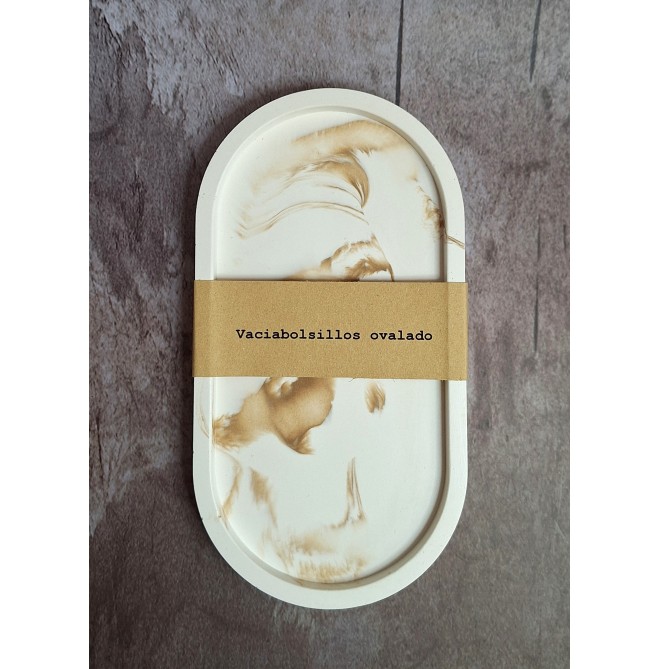 Bandeja Ovalada Marmolado Blanco y Ochre mod. I