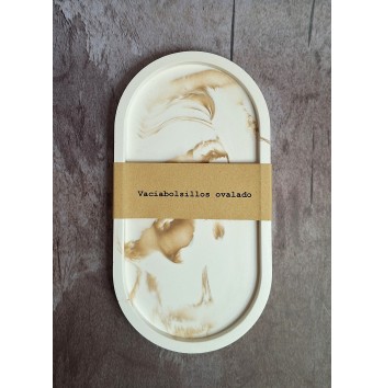 Bandeja Ovalada Marmolado Blanco y Ochre mod. I