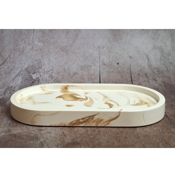 Bandeja Ovalada Marmolado Blanco y Ochre mod. I