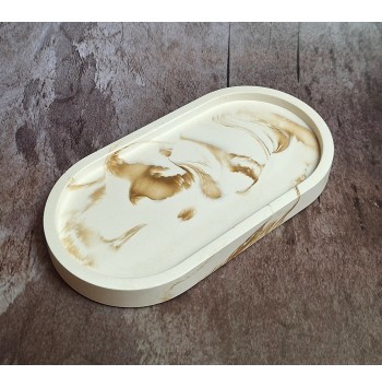 Bandeja Ovalada Marmolado Blanco y Ochre mod. I