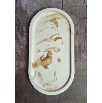 Bandeja Ovalada Marmolado Blanco y Ochre mod. I