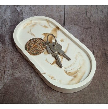 Bandeja Ovalada Marmolado Blanco y Ochre mod. I