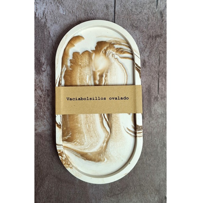 Bandeja Ovalada Marmolado Blanco y Ochre mod. II