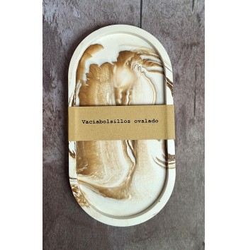 Bandeja Ovalada Marmolado Blanco y Ochre mod. II