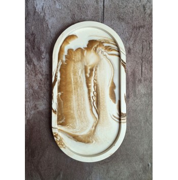 Bandeja Ovalada Marmolado Blanco y Ochre mod. II