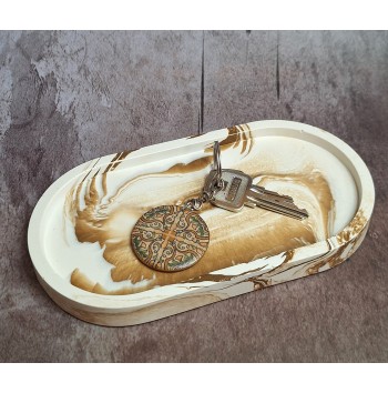 Bandeja Ovalada Marmolado Blanco y Ochre mod. II