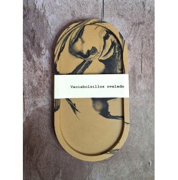 Bandeja Ovalada Marmolado Ochre y Negro