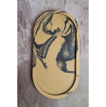 Bandeja Ovalada Marmolado Ochre y Negro