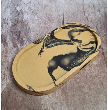 Bandeja Ovalada Marmolado Ochre y Negro