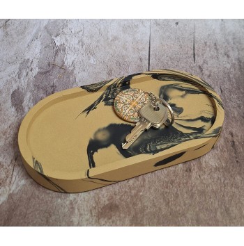 Bandeja Ovalada Marmolado Ochre y Negro