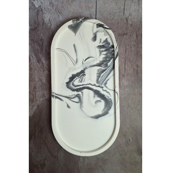 Bandeja Ovalada Grande Marmolado Blanco y Negro mod. I