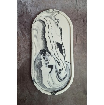 Bandeja Ovalada Grande Marmolado Blanco y Negro mod. II