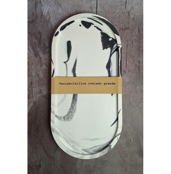 Bandeja Ovalada Marmolado Blanco y Negro mod. III