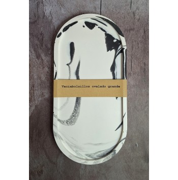 Bandeja Ovalada Marmolado Blanco y Negro mod. III