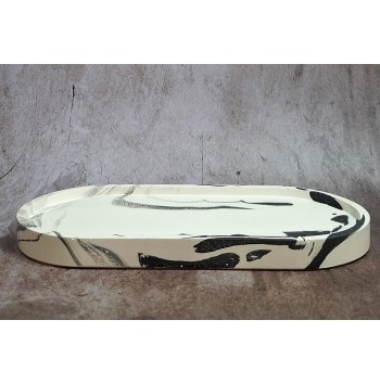 Bandeja Ovalada Marmolado Blanco y Negro mod. III