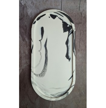 Bandeja Ovalada Marmolado Blanco y Negro mod. III