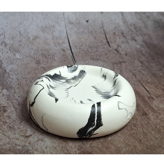 Bandeja Anillos Marmolado Blanco y Negro mod. I