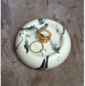 Bandeja Anillos Marmolado Blanco y Negro mod. I