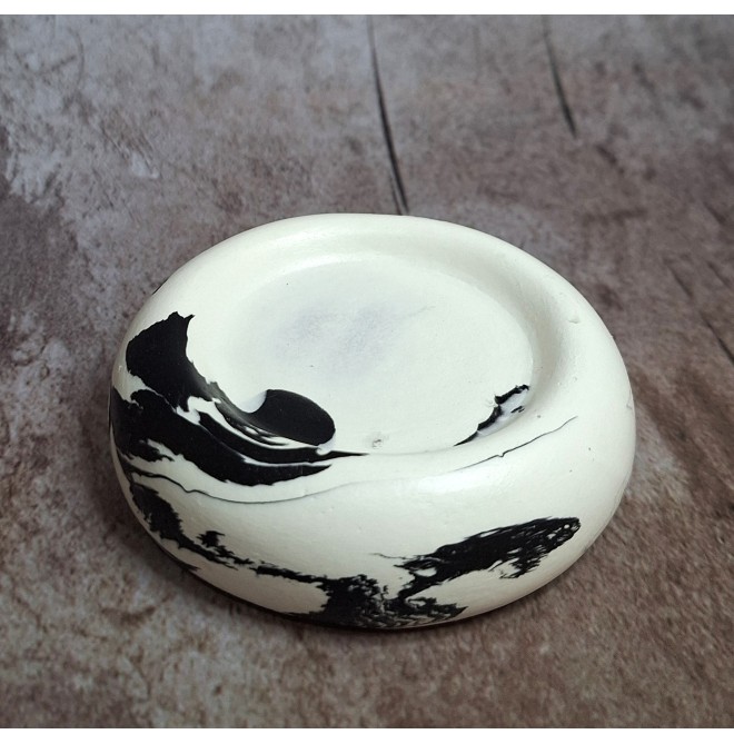 Bandeja Anillos Marmolado Blanco y Negro mod. II