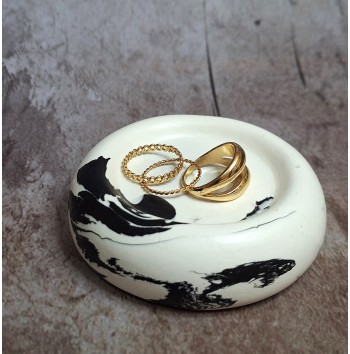 Bandeja Anillos Marmolado Blanco y Negro mod. II