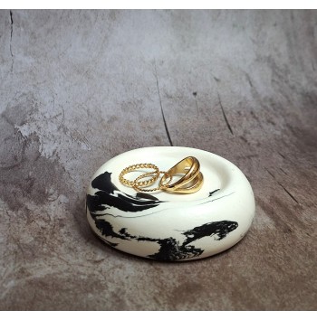 Bandeja Anillos Marmolado Blanco y Negro mod. II