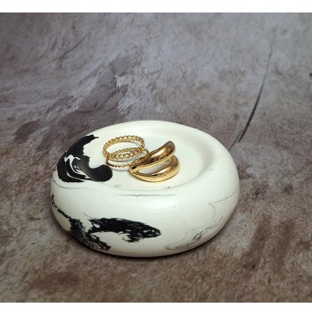 Bandeja Anillos Marmolado Blanco y Negro mod. II