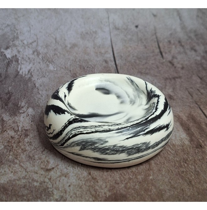 Bandeja Anillos Marmolado Blanco y Negro mod. III