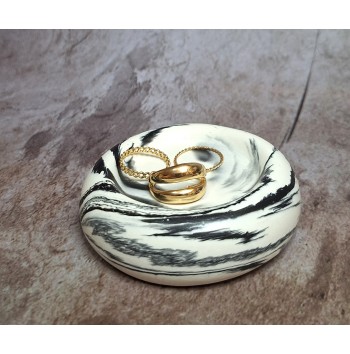 Bandeja Anillos Marmolado Blanco y Negro mod. III